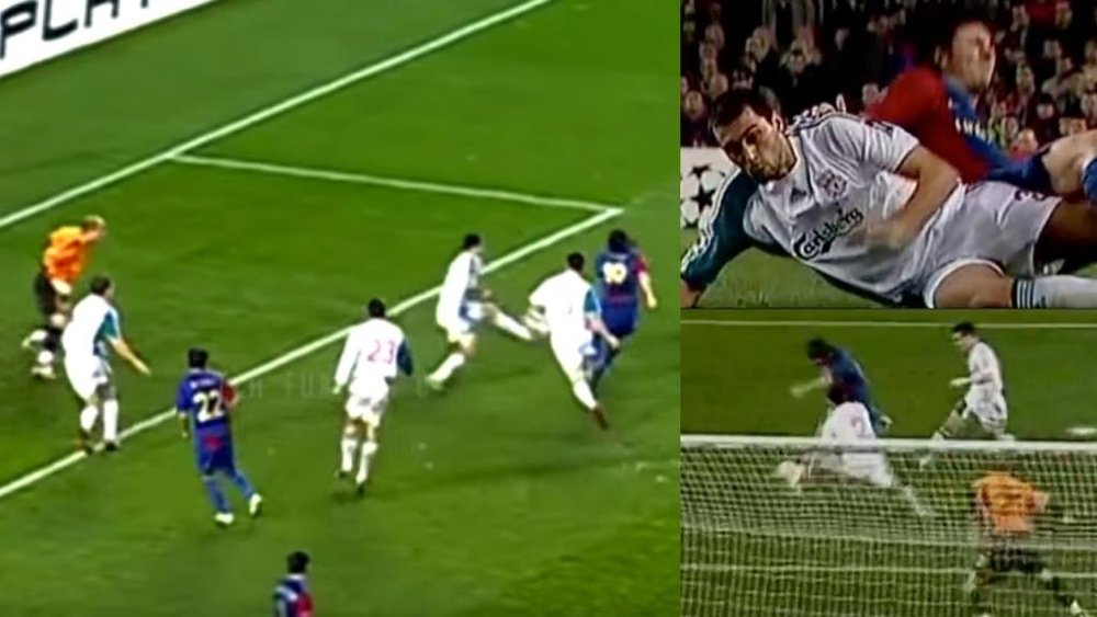 Barca v Liverpool: the day Arbeloa blocked Messi and denied him a goal. Youtube/Champions