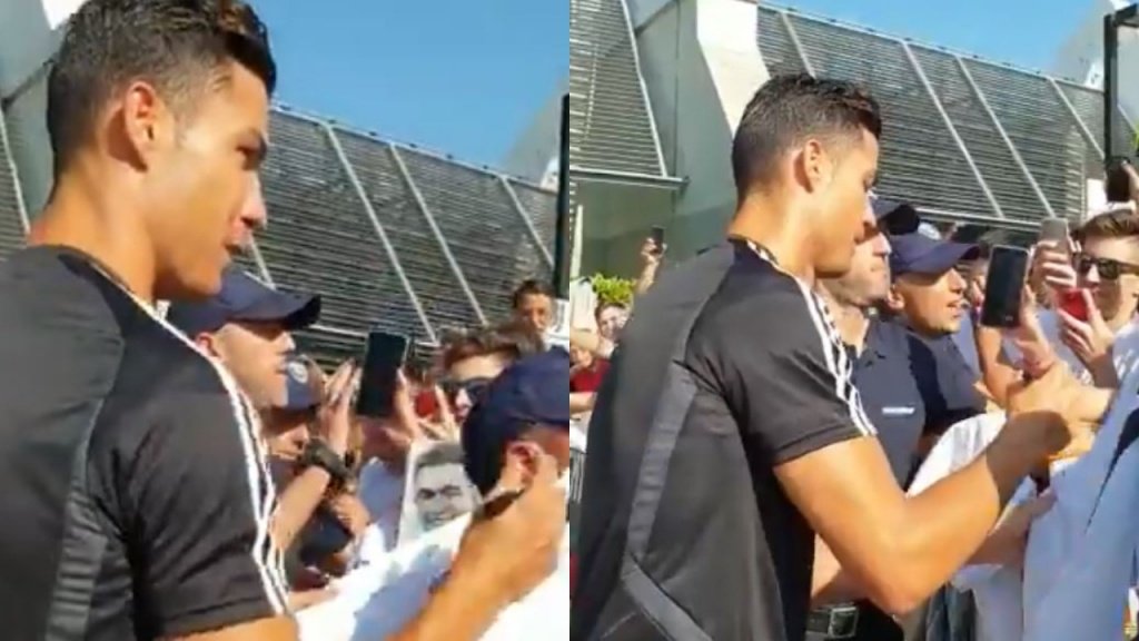 Cristiano desató la locura a su llegada. Captura/JuventusFC