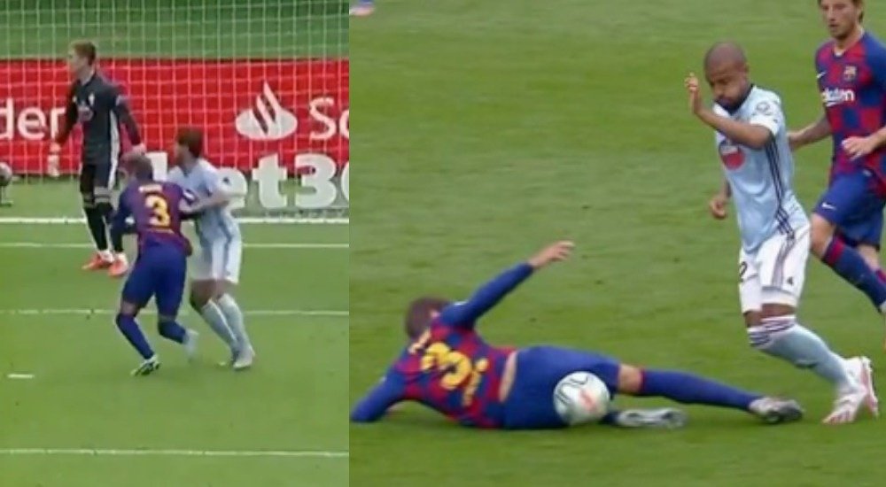 Pique was involved in two controversial incidents v Celta Vigo. Capturas/MovistarLaLiga