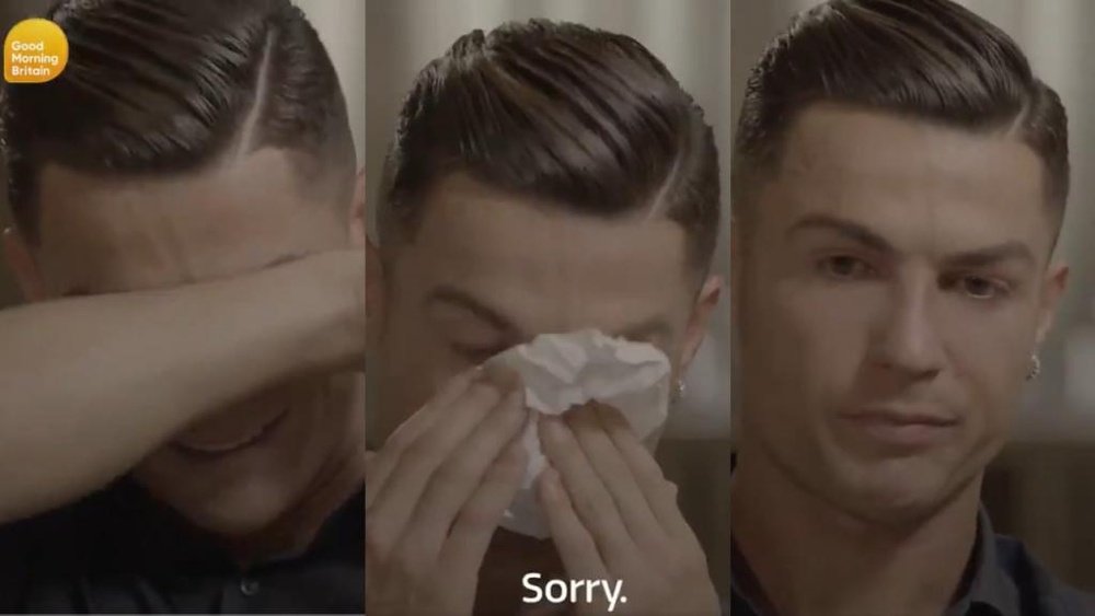 Cristiano could not avoid crying when talking about his late father. Captura/GMB