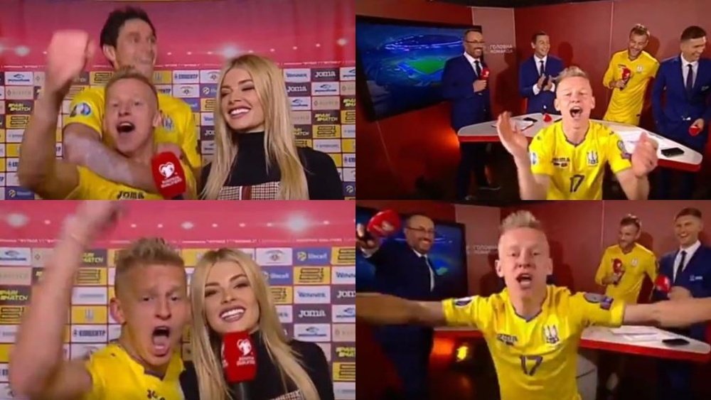 El 'reincidente' Zinchenko firmó la celebración más loca de Ucrania. Capturas/UEFATV