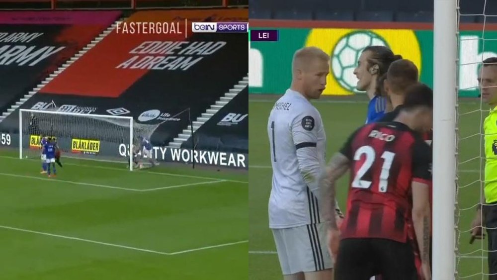 Soyuncu lost his cool and was sent off for Leicester. Captura/DAZN