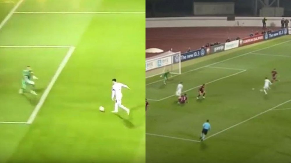 Lewandowski hit two early goals in Latvia. Captura/Youtube