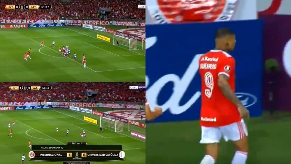 Guerrero, en 'modo Libertadores': doblete y asistencia... ¡en nueve minutos! Captura/beINSports