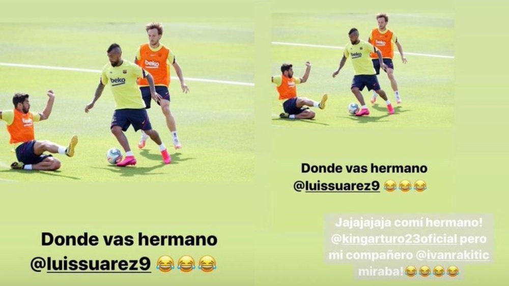 Trollagem dupla no Barça. Instagram/kingarturo23oficial/luissuarez9