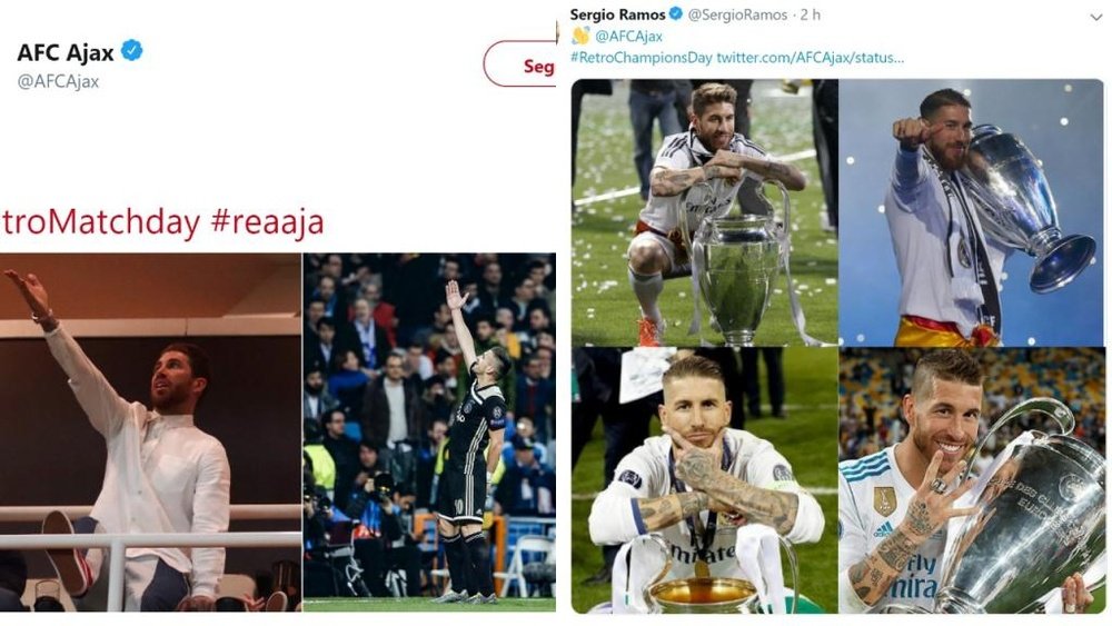 El Ajax troleó al Madrid y Ramos contestó. AFCAjax/SergioRamos