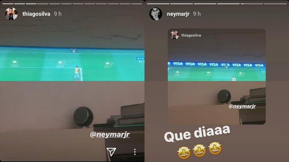 Thiago Silva y Neymar recordaron la goleada a España. Capturas/Instagram/thiagosilva/neymarjr