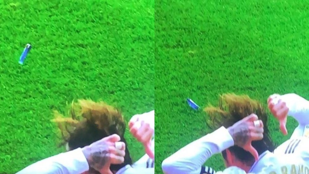 Ramos a reçu un briquet en célébrant son but. Capture/Movistar+LaLiga