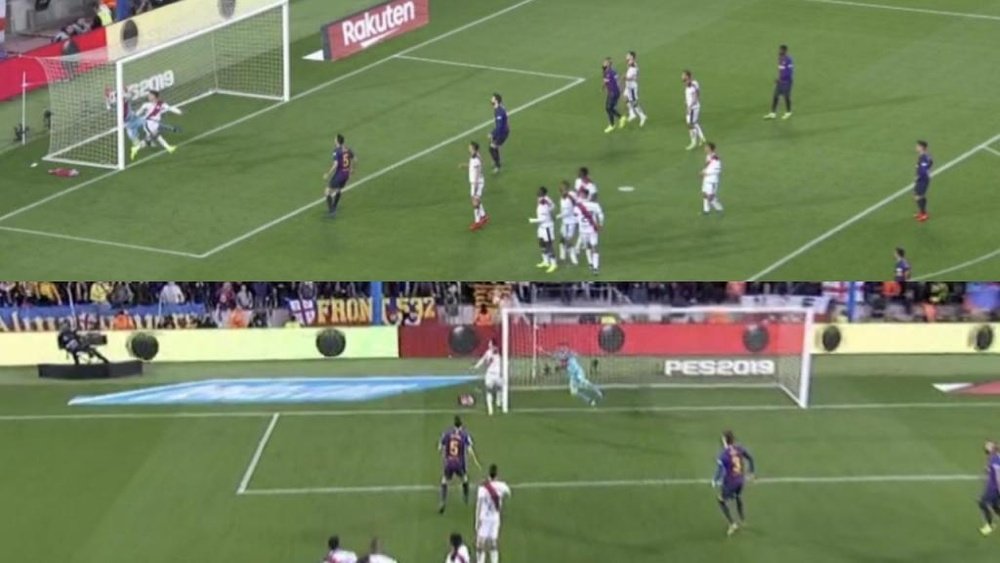 Álex Moreno hizo 'la del FIFA' para evitar el golazo de Messi. Capturas/beINSports