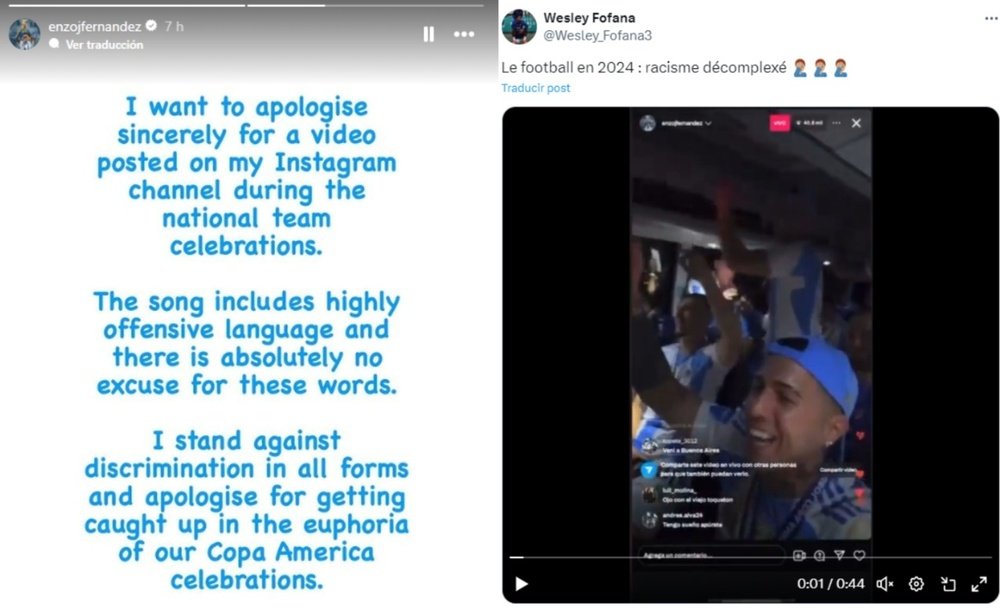 Enzo's own Chelsea teammates accused him of racism. Instagram/enzojfernandez-Twitter/Wesley_Fofana3