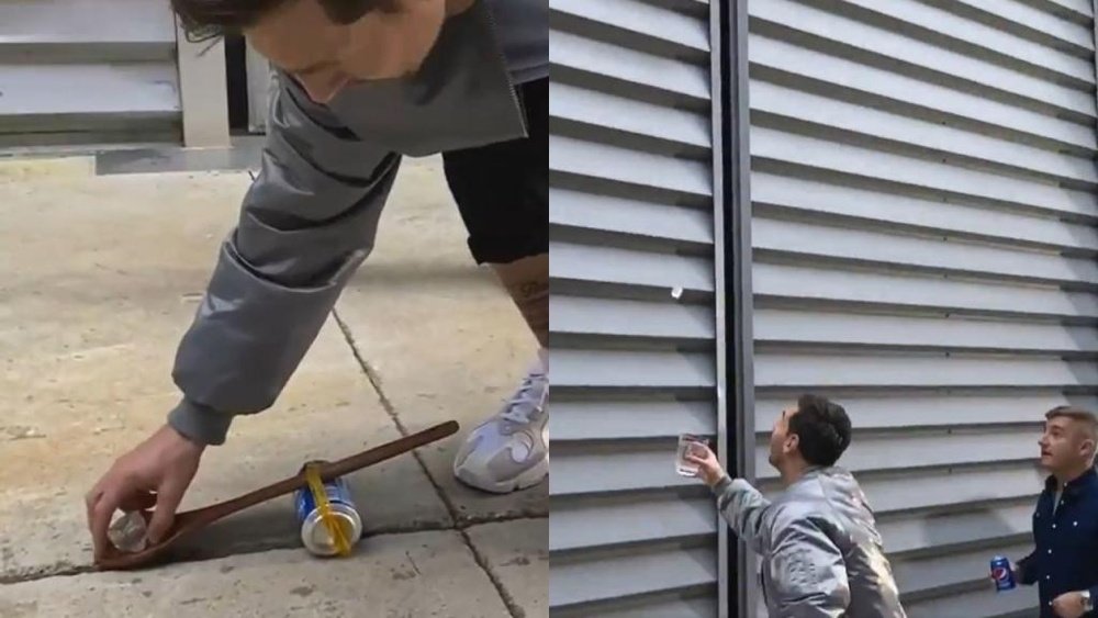 El último truco de Messi con un balón, una cuchara y un hielo. Twitter/Pepsi