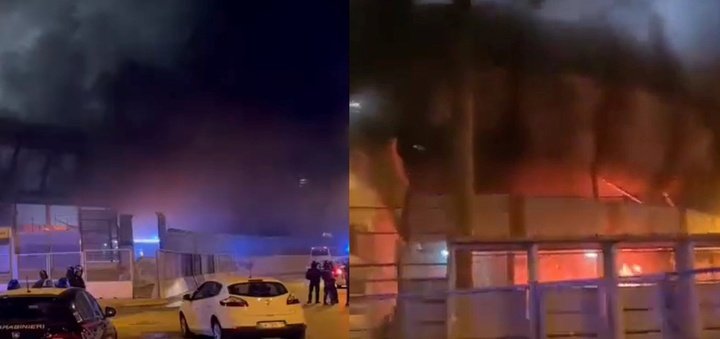 Ultras del Foggia incendiaron el estadio del Taranto