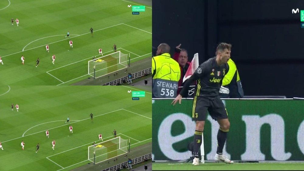 Cristiano marque un but contre l'Ajax. Capture/Movistar