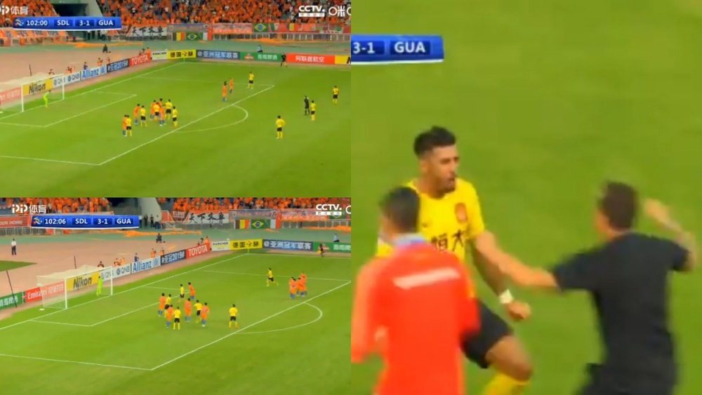 Paulinho envió el partido a los penaltis con un golazo de falta. Captura/CCTV5