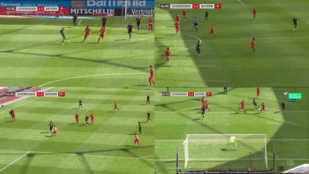 Il goal di Goretzka contro il Leverkusen. LigadeCampeones