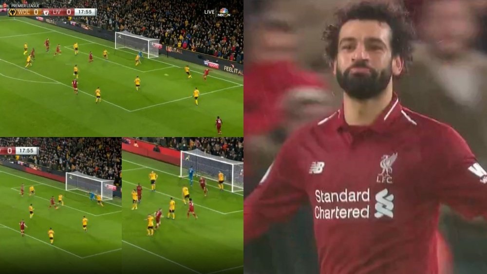 Salah puso el 0-1 en el marcador. Capturas/NBC/Movistar