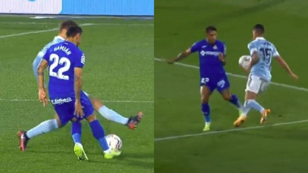 'Damián Palomo': caño, autopase y golazo a la escuadra... y penalti cometido en 10'