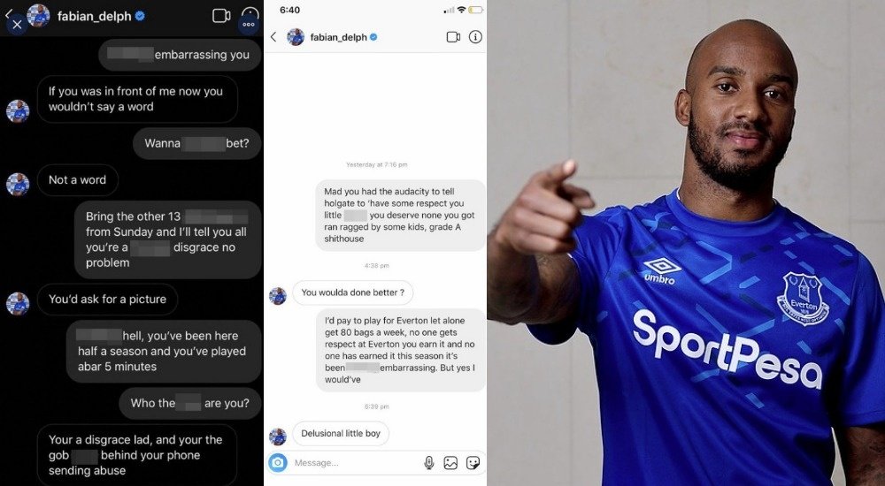 Delph atacó a un seguidor sin cortarse. Instagram/Everton