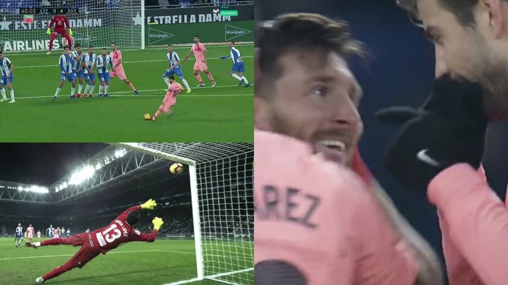 Messi marcó su segundo gol de falta. Captura/Movistar