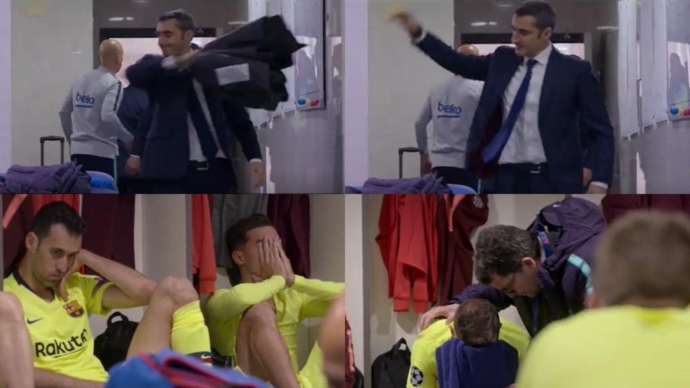 Valverde se enfadó tanto que terminó lanzando su chaqueta. Capturas/MATCHDAY
