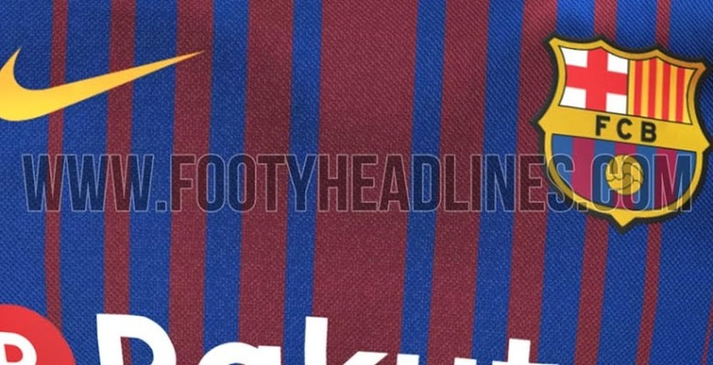 Capture d'écran du maillot du Barça pour la saison 2017-18 selon FootyHeadlines. FootyHeadlines