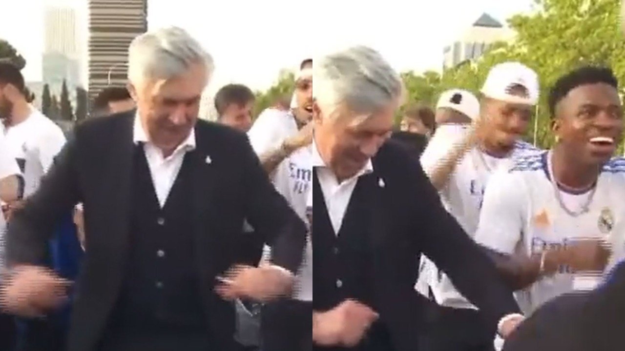Ancelotti goes viral after dancing with Vinicius!