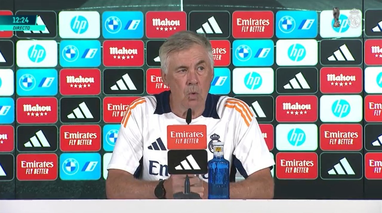 Ancelotti spoke at a press conference about the Bellingham blow.  Screenshot/RealMadridTV