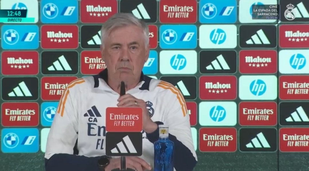 Ancelotti, en la previa del Madrid-Mallorca. Captura/RealMadridTV
