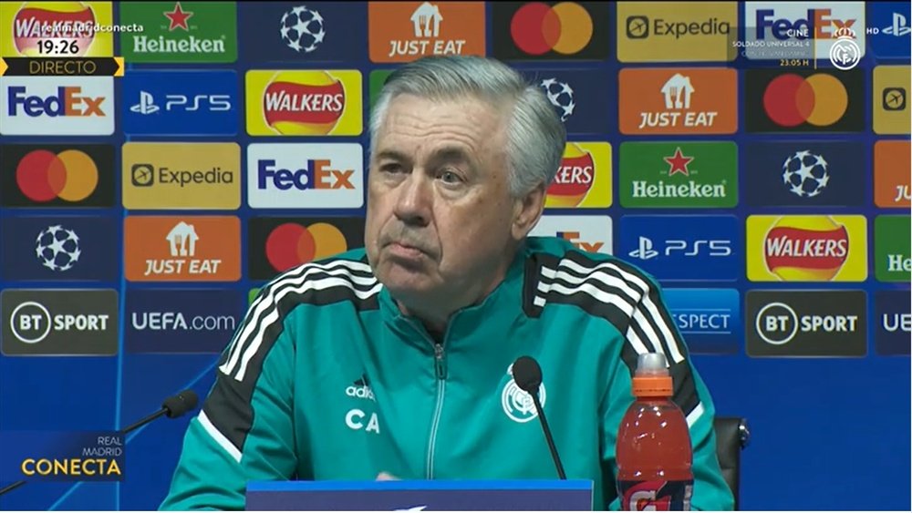 Ancelotti analizó la previa del partido ante el City. Captura/RealMadridTV
