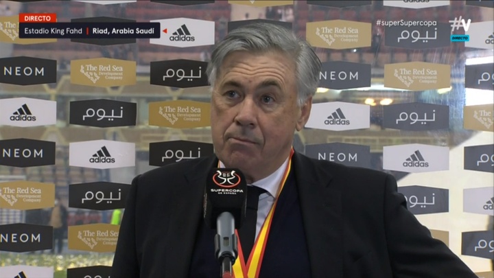 La réaction de Carlo Ancelotti après la Supercoupe. Capture/#Vamos