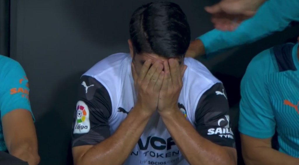 Soler rompió a llorar tras lesionarse. Captura/MovistarLaLiga