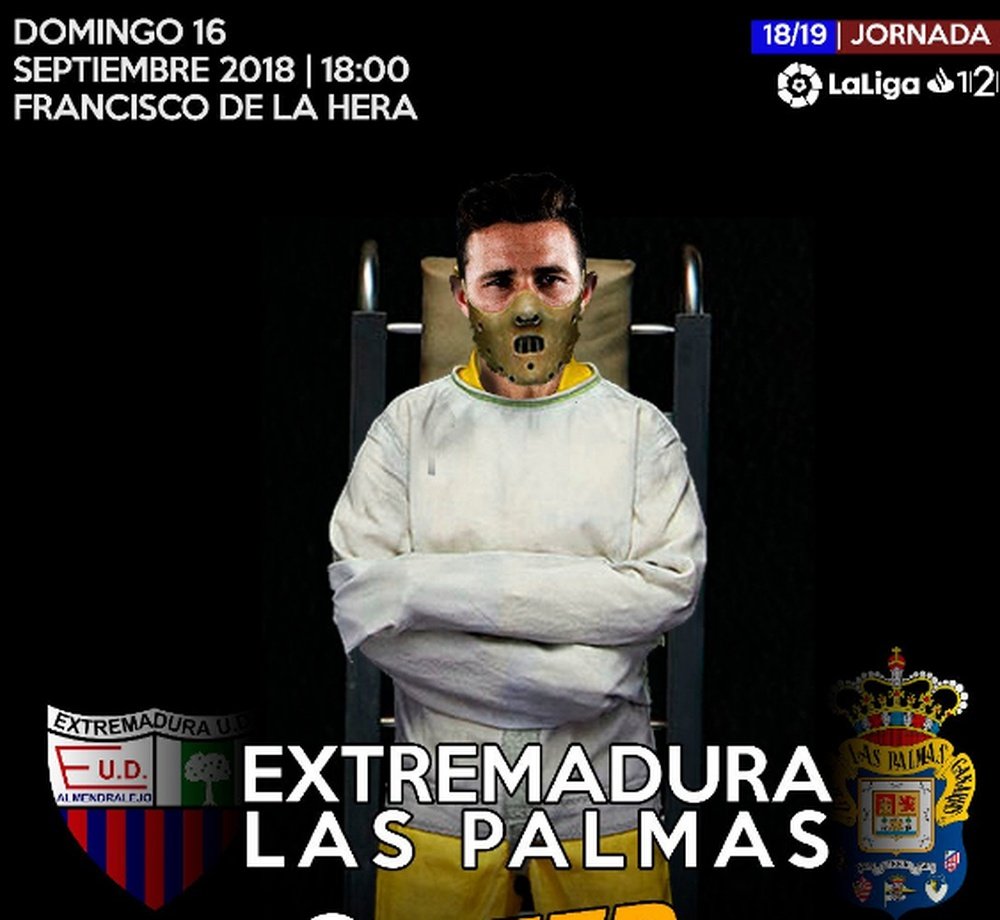El Extremadura bromeó con el punta para presentar el duelo ante Las Palmas. Twitter/EXT_UD