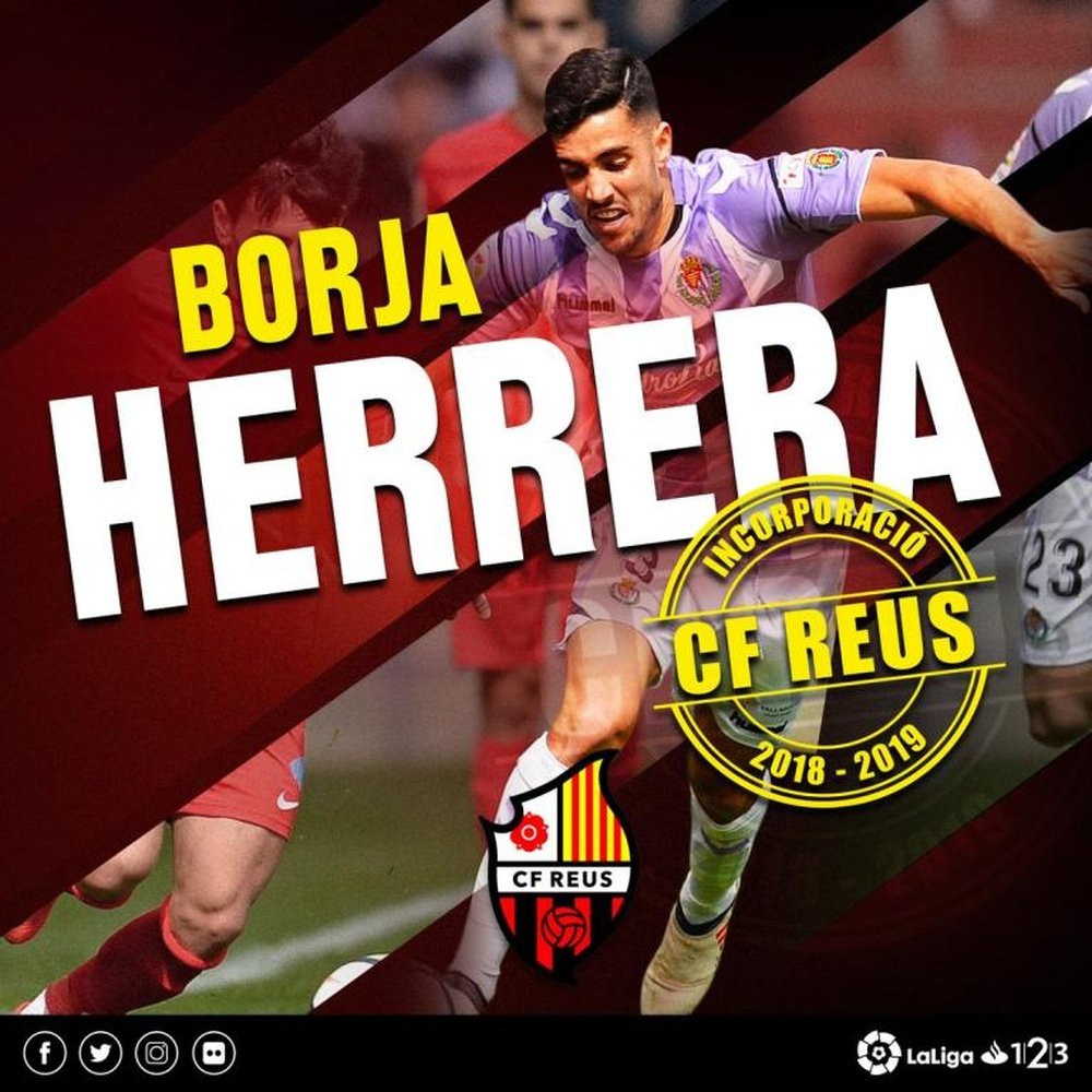 Borja Herrera ya es jugador del Reus. Twitter/CFReusDeportiu