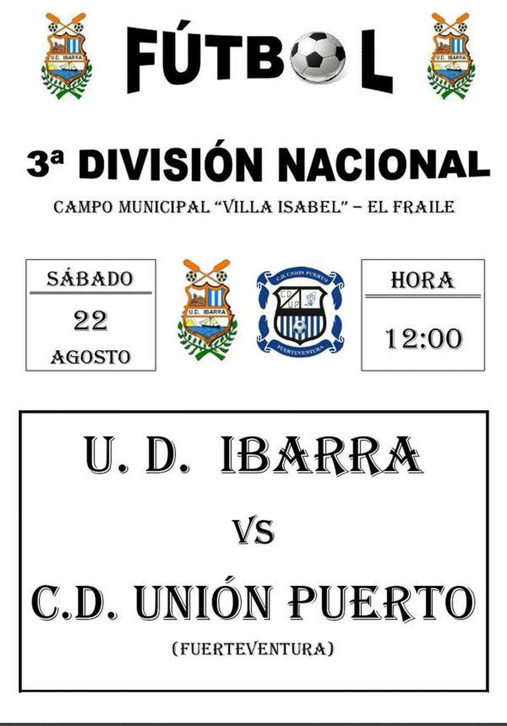 Cartel oficial del Ibarra - Unión Puerto. Twitter