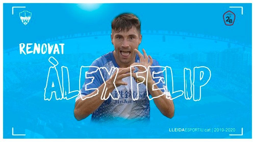 Álex Felix renueva con el Lleida Esportiu. Twitter/Lleida_Esportiu