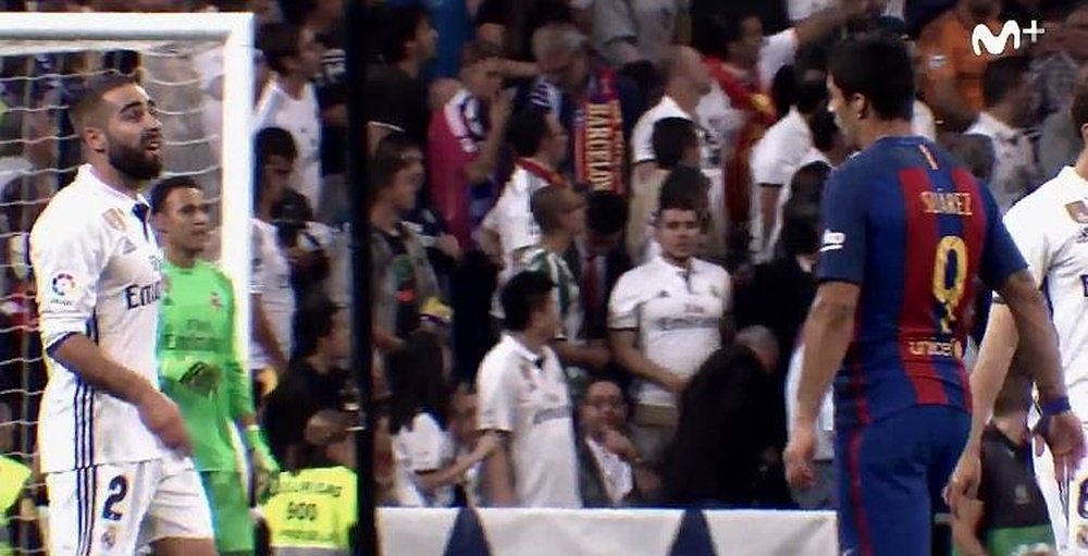 Carvajal provocó a Luis Suárez en varias ocasiones durante el 'Clásico'. Movistar+
