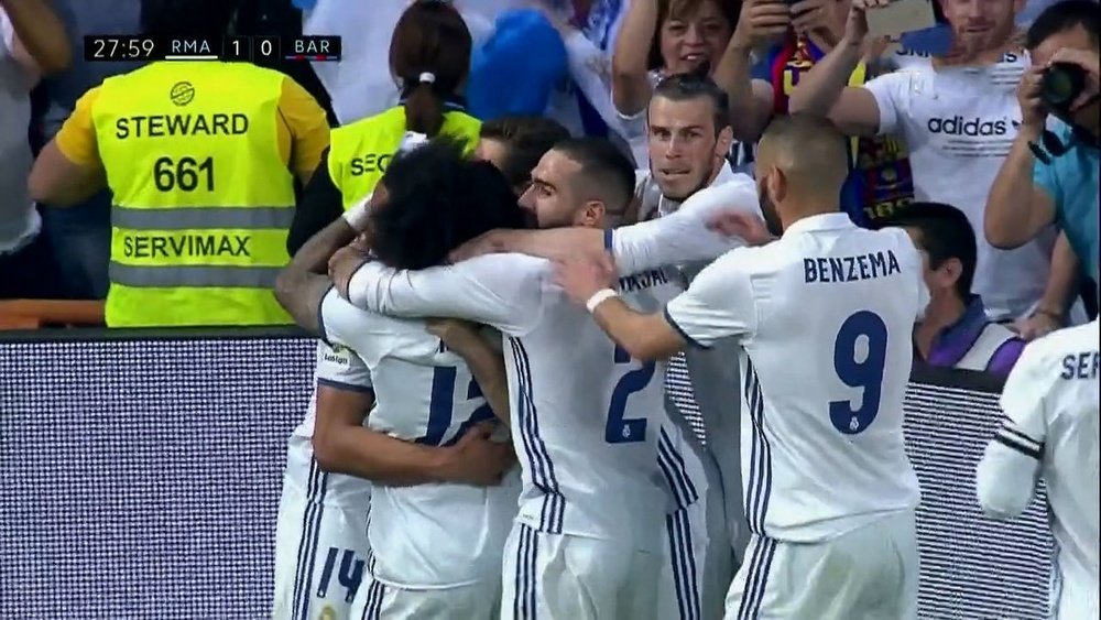 Casemiro marcó un gol muy especial para el Madrid-. Twitter/MovistarPartidazo