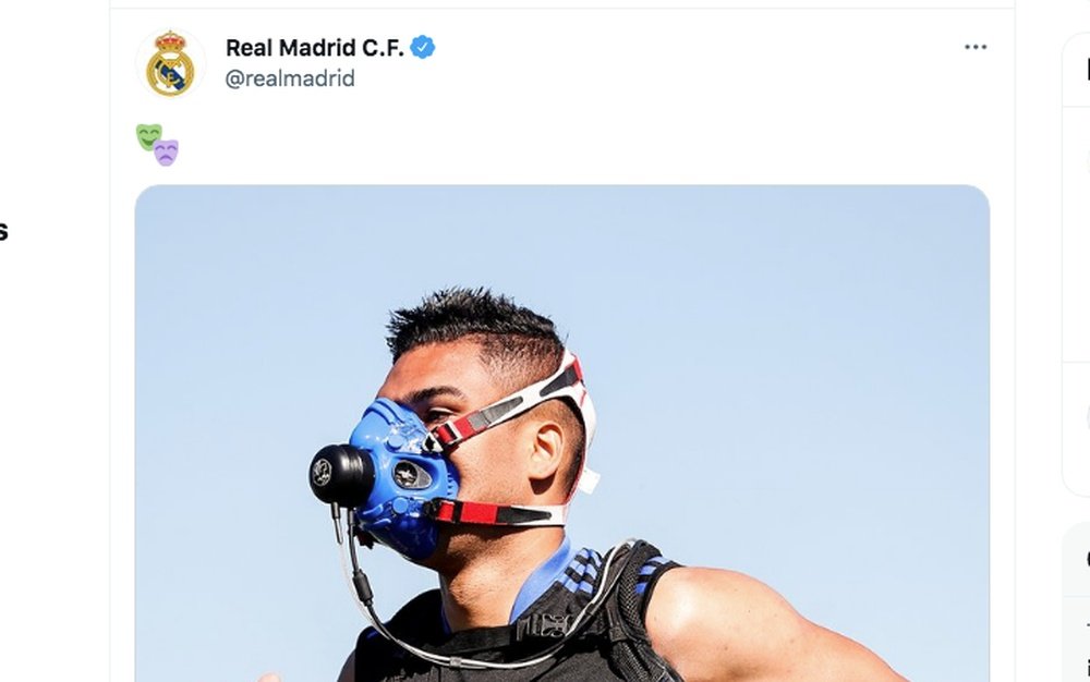 Casemiro, parte del entrenamiento. Captura/Twitter/realmadrid