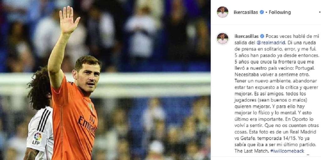 Casillas recordó su despedida del Madrid