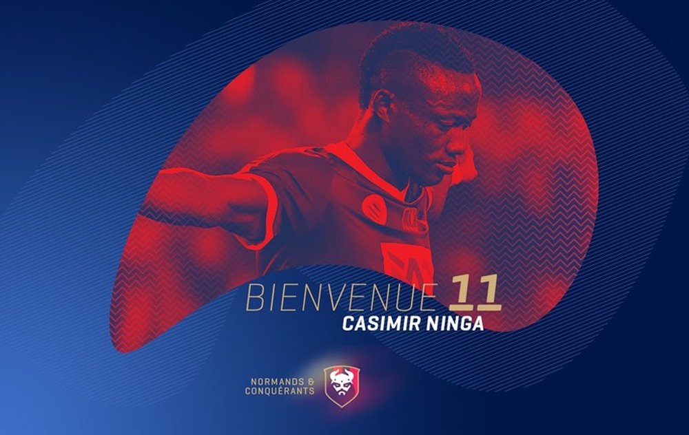 Casimir Ninga rejoint Caen. Twitter/SMCaen