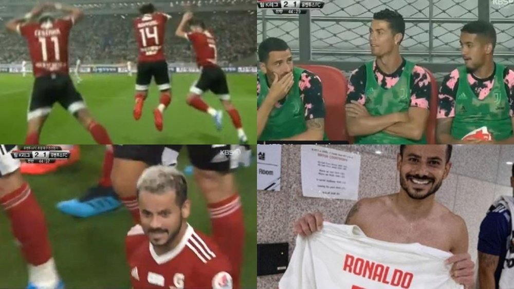 Brasileiro comemora ao estilo CR7 e ganha camisa do craque. Captura/KBS