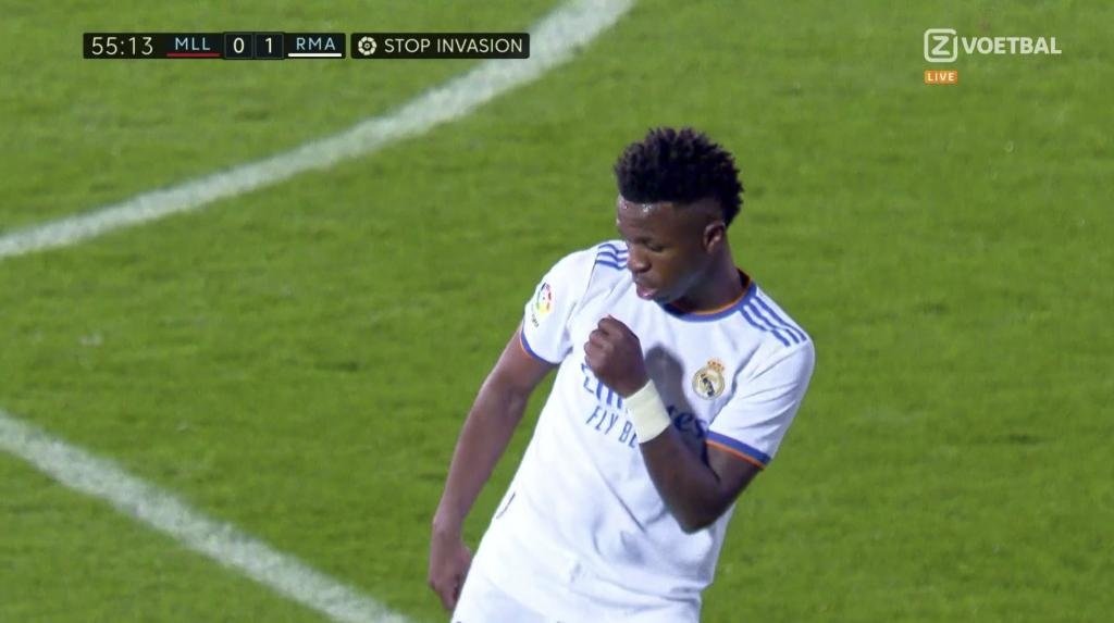 Vinicius puso por delante al Real Madrid en Mallorca. Captura/Voetbal