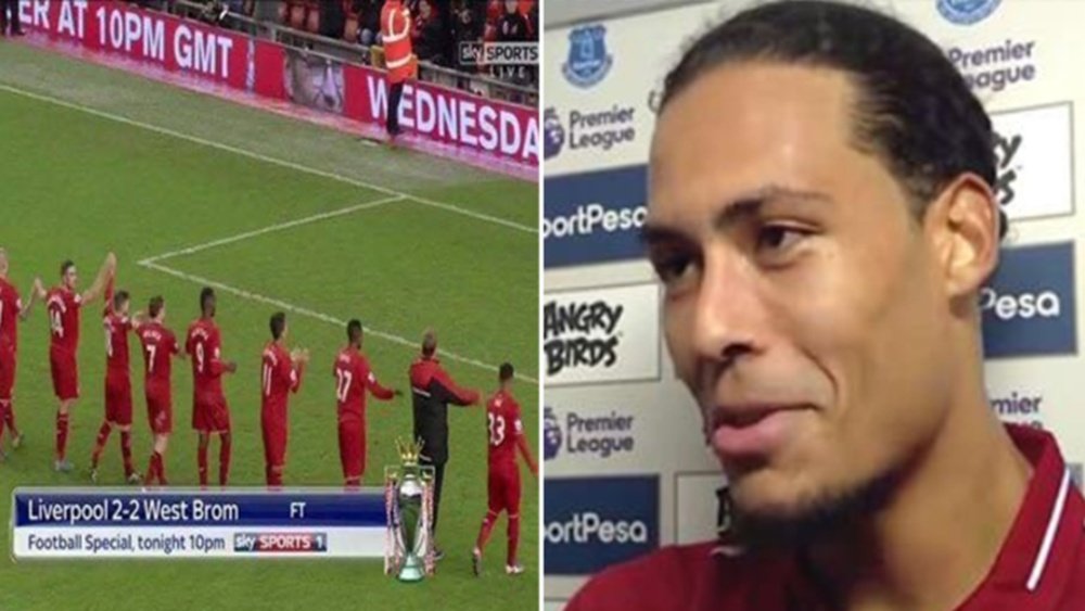 Liverpool link arms after a draw against West Brom in 2015-16, and Van Dijk makes his comments.