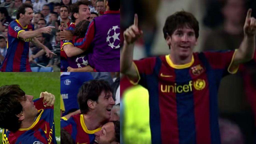 Le esultanze di Leo Messi nel Bernabeu