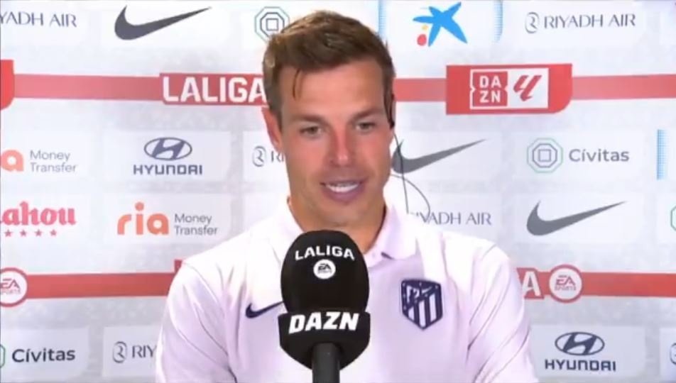 Azpilicueta urged his Atletico teammates to have ambition for next term. Screenshot/DAZN