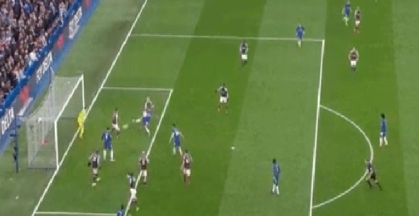 Azpilicueta stabbed home to give Chelsea the lead. Screenshot