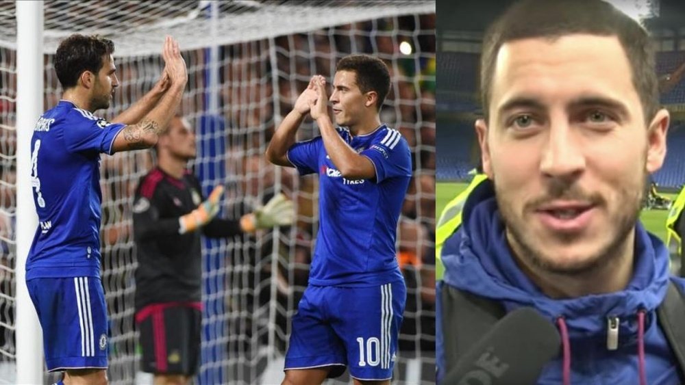 La broma de Hazard a Cesc. EFE