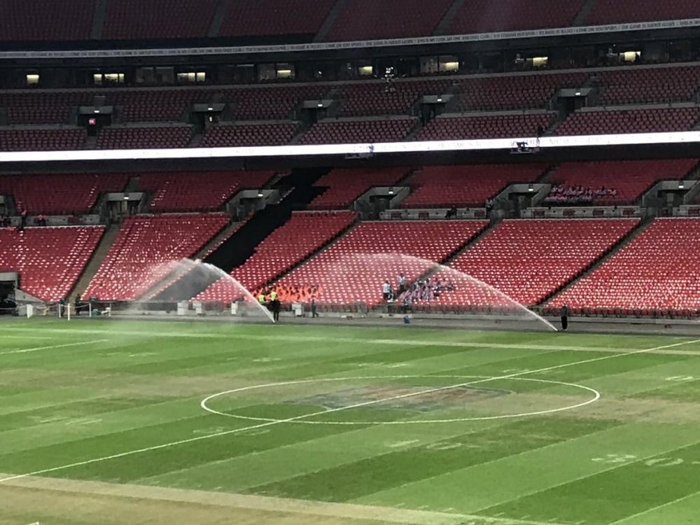 The Wembley turf was a state ahead of 'Spurs' last fixture against Man City. TWITTER