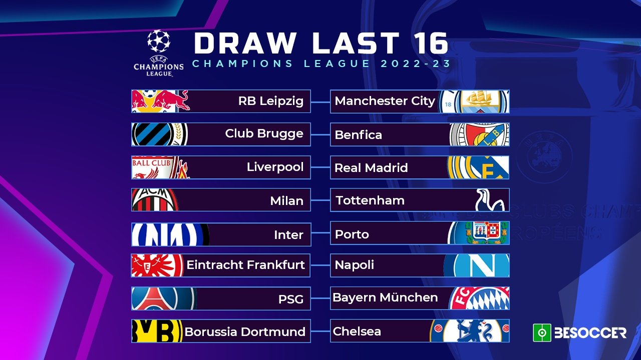 These are the ties for the Champions League last 16. BeSoccer