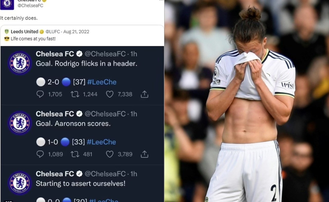 Chelsea with Twitter was with Leeds. Screenshot/ChelseaTwitter/AFP